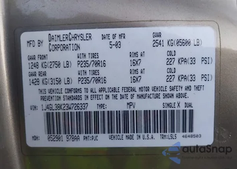 2003 Jeep Liberty Renegade from USA, damaged, VIN 1J4GL38K23W726337